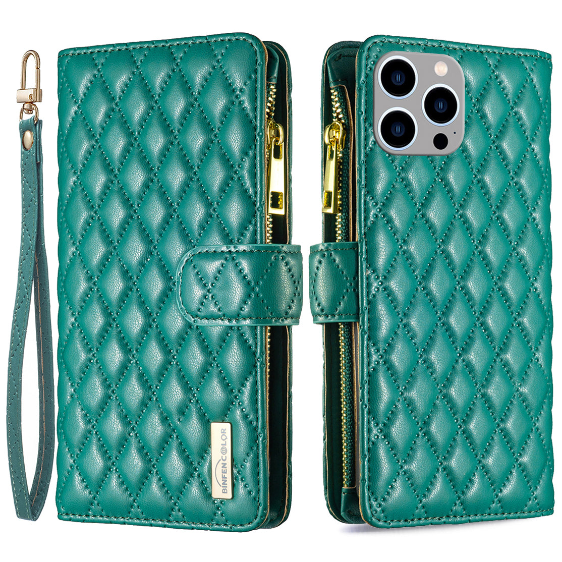 BINFEN COLOR BF Style-15 For iPhone 15 Pro Zipper Pocket Flip Case Wallet Phone Stand Shell Leather Cover BINFEN COLOR BF Style-15 For iPhone 15 Pro Zipper Pocket Flip Case Wallet Phone Stand Shell Leather Cover